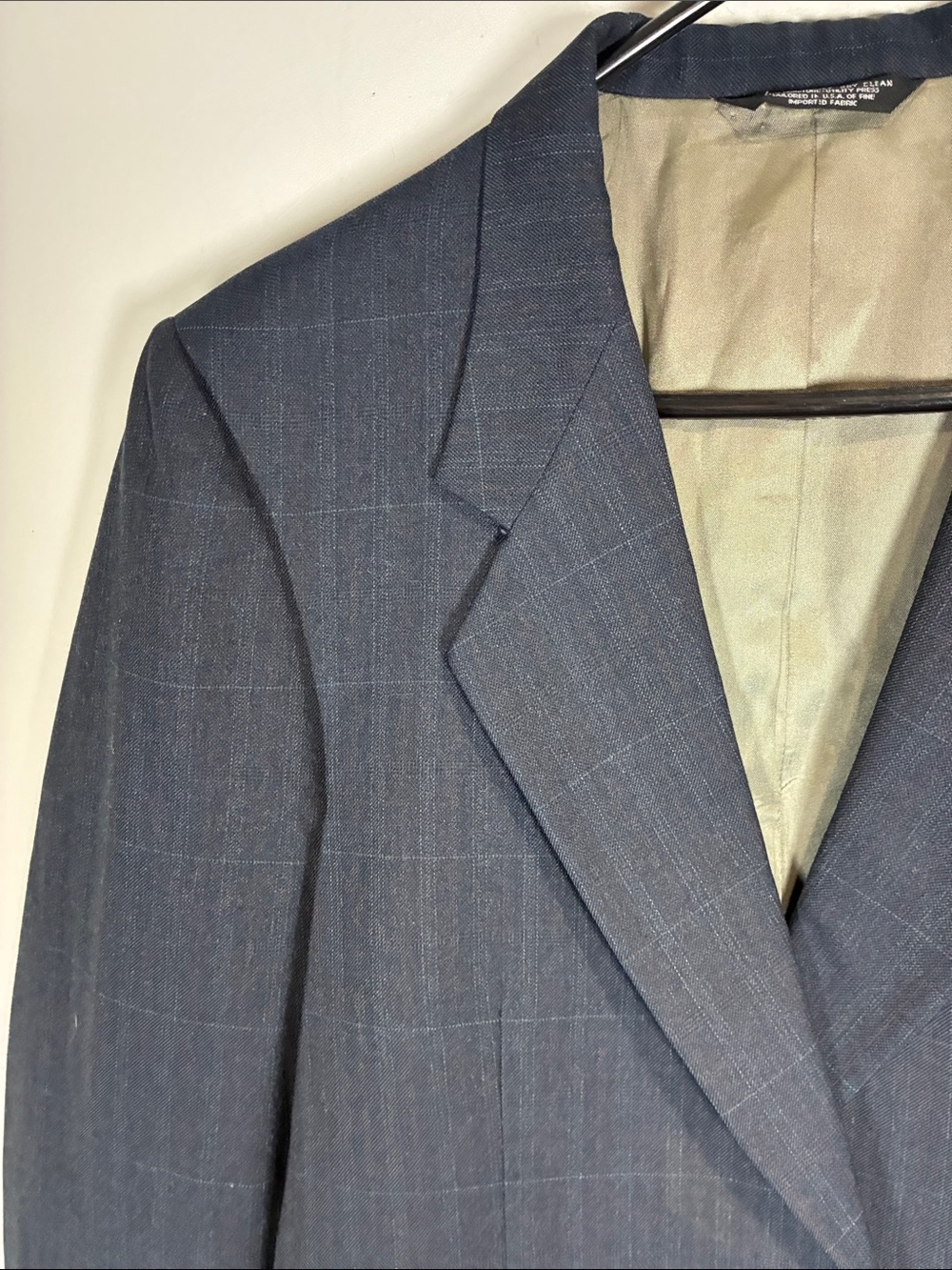 Nino Cerruti Rue Royale Wool Windowpane Sport Coat Blazer 40L Vintage Blue - Picture 6 of 12